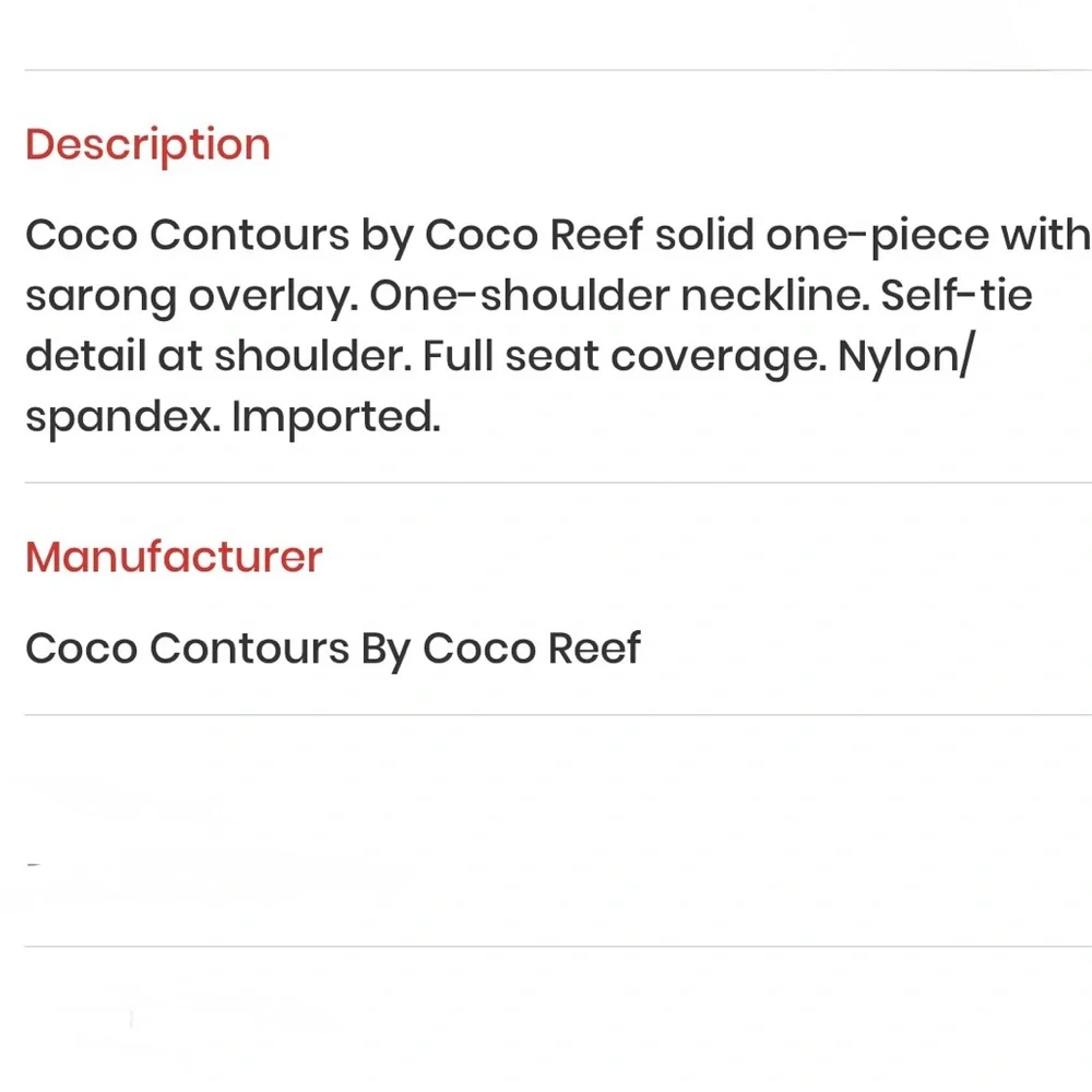 Coco Contours by Coco Reef Red Asymmetric One Piece Swimsuit 10/34C - Picture 2 of 10